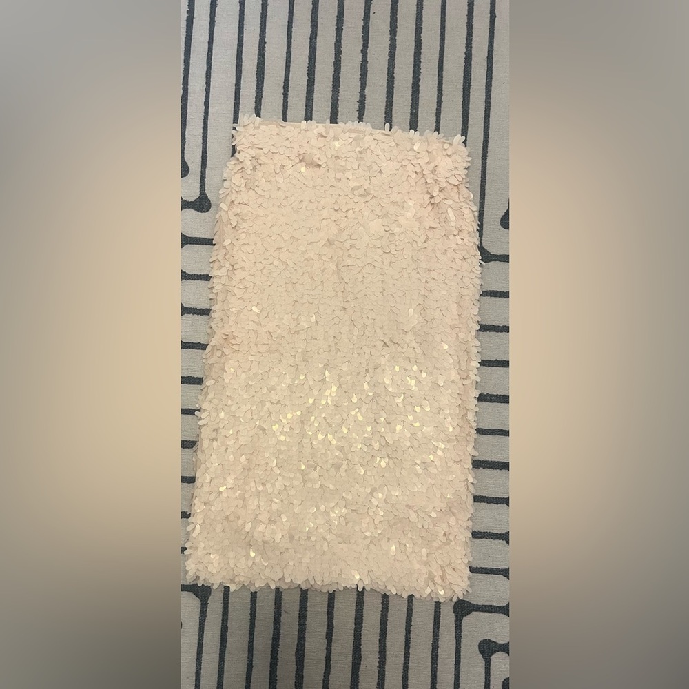 H&M Cream Sequin Midi Skirt